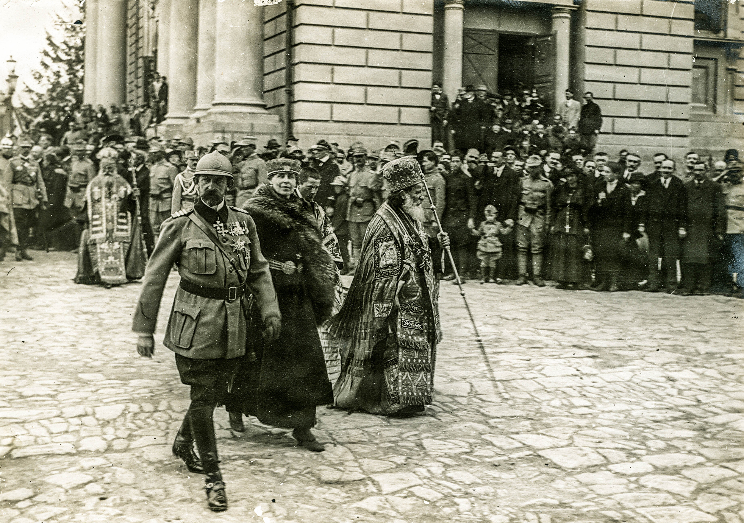 Regele Ferdinand și Regina Maria la serbarea unirii Basarabiei, 30 martie 1918 <br /> Sursă foto: Arhivele Naționale ale României
